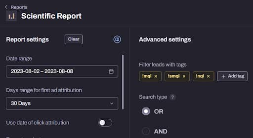 qualified lead tracking example