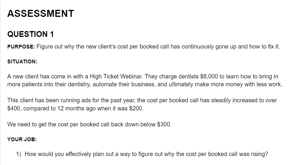 Assessment Question 1