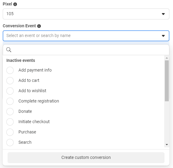 Select Conversion Event